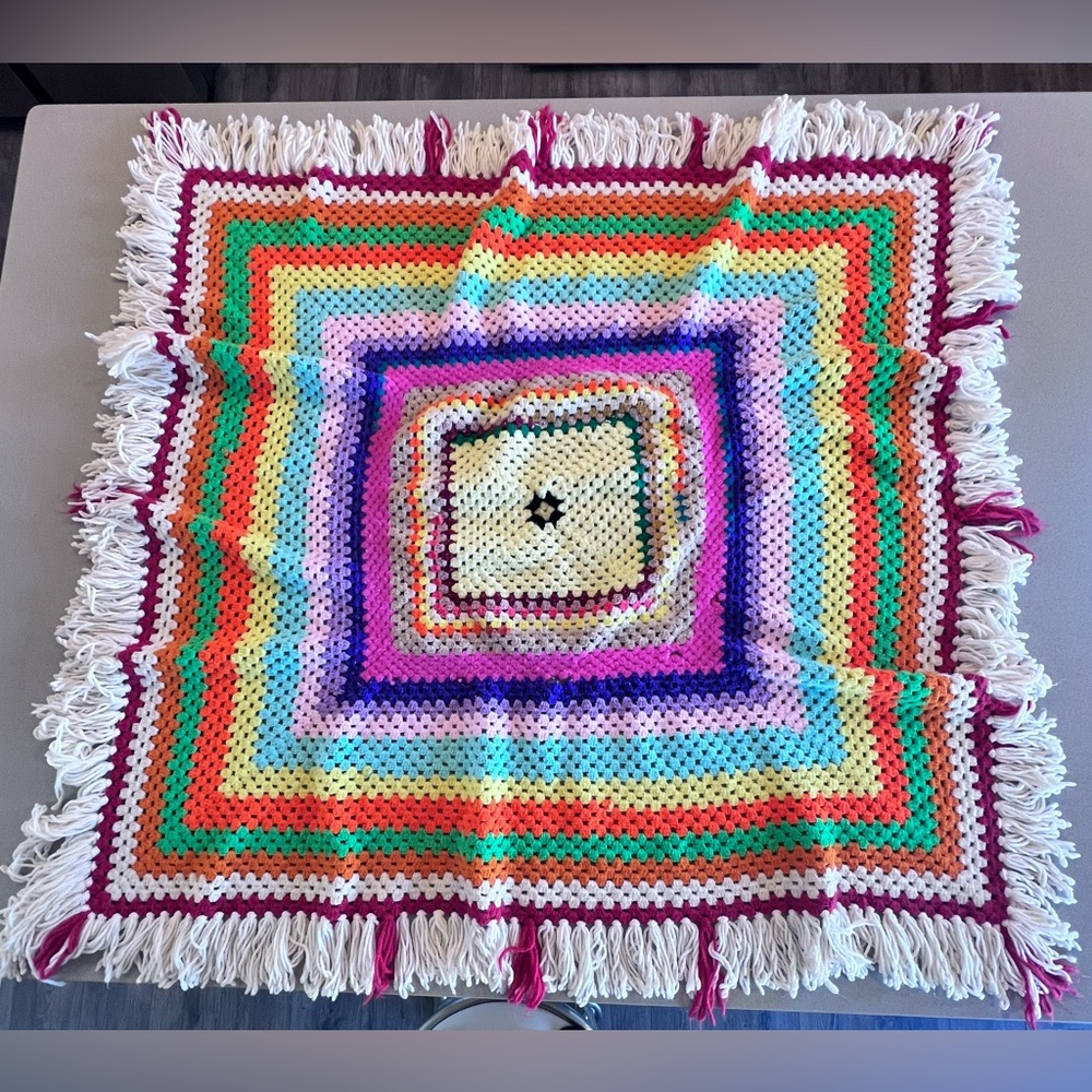 Handmade crochet afghan, throw, or lap blanket Approximately 57”x57”